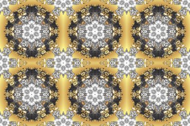 Geometrik daire raster elementi. Süslü gri, bej ve kahverengi renkli mandalalı kart. Kaleydoskop, madalyon, yoga, Hindistan, Arapça. Kabile, Boho, Bohem tarzı.