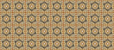 Raster illüstrasyonu. Damask altın soyut çiçek deseni bej, kahverengi ve gri renklerde. Süsleme.