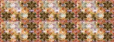 Çiçek süsü kumaş deseni, cam, altın elementlerle kahverengi renklerde çiçek desenli metal. Klasik raster altın pürüzsüz desen.