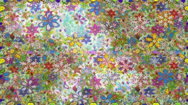 Tarafsız renklerde çiçekler. Raster illüstrasyonu. Kusursuz çiçek deseni. Raster illüstrasyonu. Asya tekstil tarzında.