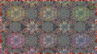 Raster illüstrasyonu. Çiçek ve yapraklı karalama şeklinde Raster çiçek deseni. Gri renkte bahar çiçekleri..