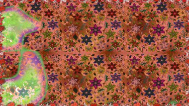 Kahverengi renkli çiçekler. Raster düz çiçekleri pürüzsüz desen. Tasarım hediye paketi, tebrik kartları, posterler ve afiş tasarımı.