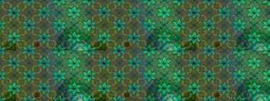 Çizim kalıbı. Yeşil renklerde. Renkli süs kenarı. Çiçek duvar kağıdı. Hint süsü. Raster illüstrasyonu.