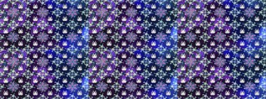 Parlak renkli çiçekleri ve mavi yaprakları olan harika bir çiçek deseni. Moda baskıları için zarif bir şablon. Modern çiçek arkaplanı. Halk stili.