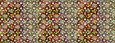 Kahverengi renklerde. Raster illüstrasyonu. Çiçek buketleriyle klasik tarzda eskiz deseni.