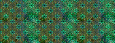 Çizim kalıbı. Yeşil renklerde. Renkli süs kenarı. Çiçek duvar kağıdı. Hint süsü. Raster illüstrasyonu.