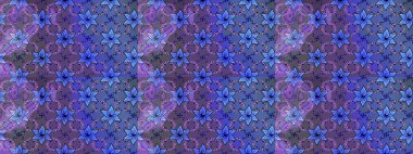 Mor renkli bitkilerden oluşan parlak çiçekli çizim deseni.