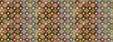 Kahverengi renklerde. Raster illüstrasyonu. Çiçek buketleriyle klasik tarzda eskiz deseni.