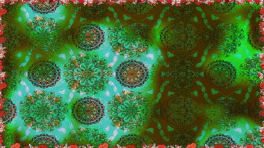 Suluboya kusursuz desen. Çiçekler suluboya tarzında yeşil renkte. Çiçek izi.