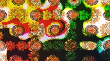 Raster Floral Illustration, Asyalı tekstil. Gri renkli etnik çiçeklerle zarif eskiz deseni.