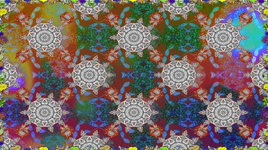 Çiçek buketleriyle klasik tarzda kusursuz desenler. Gri renklerde. Raster illüstrasyonu.