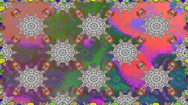 Yatak çarşafları, ceket, paket tasarımı, kumaş ve moda kavramları için tekstil baskısı. Çiçekleri, deniz kabukları, mandalaları ve suluboya efektleriyle donanma geçmişi. Kusursuz etnik tasarım.