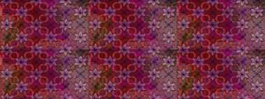 Tekstil, kumaş, ambalaj, hatıra defteri için hoş bir çiçek arkaplanı. Çocuksu tasarım. Mor arka planda. Elle çizilmiş karalama çiçekleri ile Raster çizim deseni.