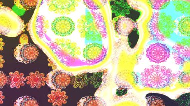 Renkli Yaz Temalı eskiz kalıbı. Raster Illustrasyon 'daki Çiçek Deseni' nin son moda çizimi. Düz Çiçek Elementleri Tasarımı. Güzel kumaş deseni.