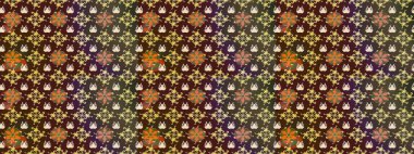 Renkli Bahar Teması eskiz kalıbı. Süslü kumaş deseni. Raster illüstrasyonundaki çiçek desenli çizim. Düz Çiçek Elementleri Tasarımı.