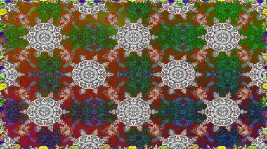 Raster Yumuşak kumaş deseni. Çiçeksel kahverengi, pürüzsüz desen. Raster çiçek izi. Klasik taslak çizimi.