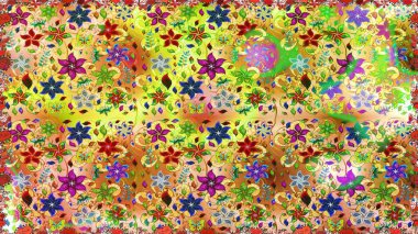 Sarı renkte güzel çiçekler, suluboya desenli, duvar kağıdı, kart ya da kumaş için fayanslı. Raster..