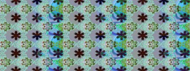 Soyut etnik raster çizim kalıbı. Çiçekler. Vadinin mavi renkli çiçekleri.