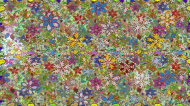 Raster illüstrasyonu. Yeşil renkli çiçekler. Kusursuz çiçek deseni duvar kağıdı için kullanılabilir.