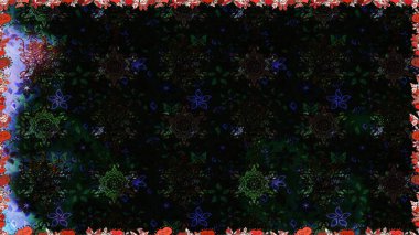 Tekstil, kumaş, kapaklar, duvar kağıtları, baskı, naylon, yapıştırma, örgü, dekupaj için çiçeksiz arkaplan. Millefleur 'lar. Küçük siyah çiçekli oldukça eski bir besin torbası deseni..