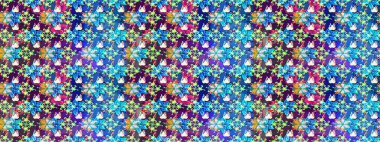 Sevimli çiçek raster deseni. Renkli Yaz Temalı eskiz kalıbı. Mavi renkli çiçekler. Düz Çiçek Elementleri Tasarımı.