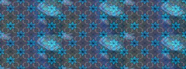 Çiçeksel çizim kalıbının yansıması. Vadinin mavi renkli çiçekleri.