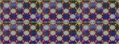 Gri renkli etnik çiçeklerle kusursuz bir desen. Asya Tekstil 'inde Raster Çiçek İllüstrasyonu.