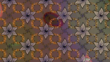 Düz Çiçek Elementleri Tasarımı. Raster Illustrasyon 'daki Çiçek Deseni' nin son moda çizimi. Renkli Yaz Temalı eskiz kalıbı. Kahverengi renkte çiçekler.