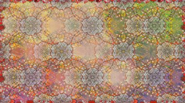 Düz Çiçek Elementleri Tasarımı. Raster illüstrasyonunda kusursuz çiçek deseni. Renkli Yaz Temalı Kusursuz Arkaplan. Bej renkte çiçekler.