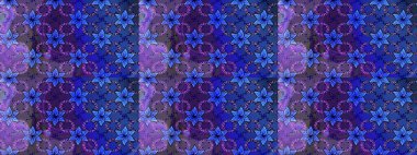 Raster illüstrasyonu. Çiçekli karalama şeklinde Raster çiçek deseni. Yumuşak, bahar çiçekleri menekşe renklerinde.