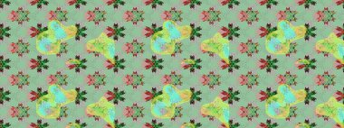 Tarafsız renklerde çok renkli, zarif küçük çiçekler ve komik böcekler, raster deseni, illüstrasyon.