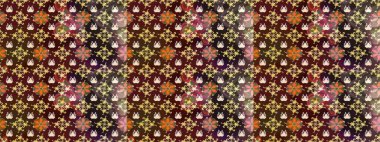 Çiçekli çiçek deseni, suluboya. Düz Çiçek Elementleri Tasarım Raster illüstrasyonu. Kahverengi renkli çiçekler. Renkli Bahar Teması Eskiz Şablonu.