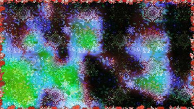 Mavi kıvırcık çiçekler mavi renkte şekillenir. Raster illüstrasyonu. Klasik çiçek tasarım elementleri.