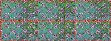 El çizimi. Çiçekli, yapraklı, çiçeksiz çiçek desenli. Raster illüstrasyonu.