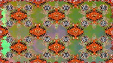 Tekstil, kumaş, kapaklar, duvar kağıtları, baskı, naylon, yapıştırma, örgü, dekupaj için çiçeksiz arkaplan. Oldukça eski bir besin torbası deseni, küçük yeşil renkte, çiçekler. Millefleurlar.