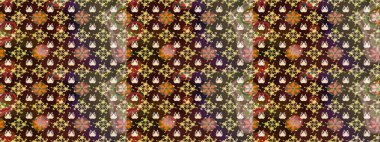 Renkli Bahar Teması eskiz kalıbı. Düz Çiçek Elementleri Tasarımı. Kahverengi renkli çiçekler. Asya tekstil tarzında. Raster illüstrasyonu. Çiçek desenini çiz.