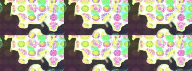 Düz Çiçek Elementleri Tasarımı. Çiçeksel fantezi tasarımı ve parlak bir arka plan çizimi. Renkli Bahar Teması çizim şablonu.