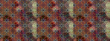 Renkli Bahar Teması eskiz kalıbı. Süslü kumaş deseni. Raster illüstrasyonundaki çiçek desenli çizim. Düz Çiçek Elementleri Tasarımı.