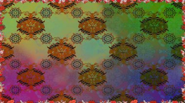 Raster suluboya çiçek deseni, narin çiçekler, yeşil çiçekler, tebrik kartı şablonu. Güzel kumaş deseni.