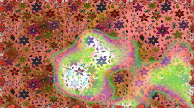 Raster suluboya çiçek deseni, narin çiçekler, pembe çiçekler, tebrik kartı şablonu. Güzel kumaş deseni.