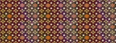 Kahverengi renkli çiçekler. Raster illüstrasyonu. Tropikal çizim çiçek deseni.