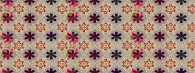 Raster illüstrasyonundaki çiçek desenli çizim. Bej renkte çiçekler.