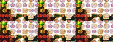 Çiçeksel fantezi tasarımı ve parlak bir arka plan çizimi. Renkli Bahar Teması eskiz kalıbı. Düz Çiçek Elementleri Tasarımı.