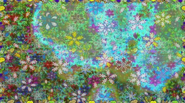 Yeşil renkli çiçekler. Çiçeklerle kusursuz desen. El çizimi. Suluboya çizimi.