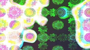 Suluboya, elle çizilmiş. Raster - stok. Vadinin çiçekleri yeşil ve beyaz renklerde. Taslak arkaplan deseni.