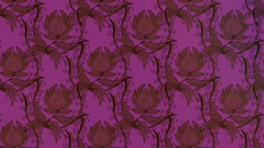 Yumuşak, bahar çiçekleri mor ve kahverengi renklerde. Yaprak ve çiçeklerin suluboya resimleri, mor ve kahverengi renkler üzerine çizimler. Raster illüstrasyonu.