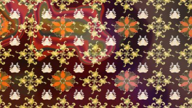 Küçük kahverengi, bej ve çiçeklerle oldukça eski bir besin torbası deseni. Millefleur 'lar. Tekstil, kumaş, kapaklar, duvar kağıtları, baskı, paket, koleksiyon defteri, örgü, dekupaj için çiçek arkaplanı..