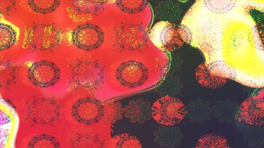 Raster çiçek desenli çiçek deseni, yapraklar, dekoratif elementler, sıçrama, lekeler, el çizimi kontur çizgileri ve Doodle çizim stili, grafik raster çizim çizimi.