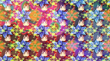 Süslü kumaş deseni. Raster deseni. Çiçekli çiçek deseni, suluboya..