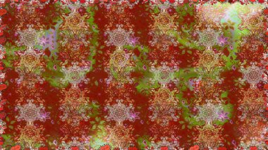 Güzel kumaş deseni. Raster illüstrasyonu. Raster illüstrasyonunda kusursuz çiçek deseni. Kahverengi renklerde.